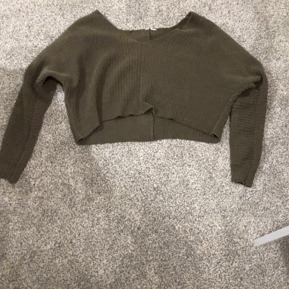 Olive Green Cropped Sweater